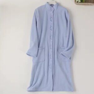 (NEW): Light Blue Fleece Gown with Embroidery